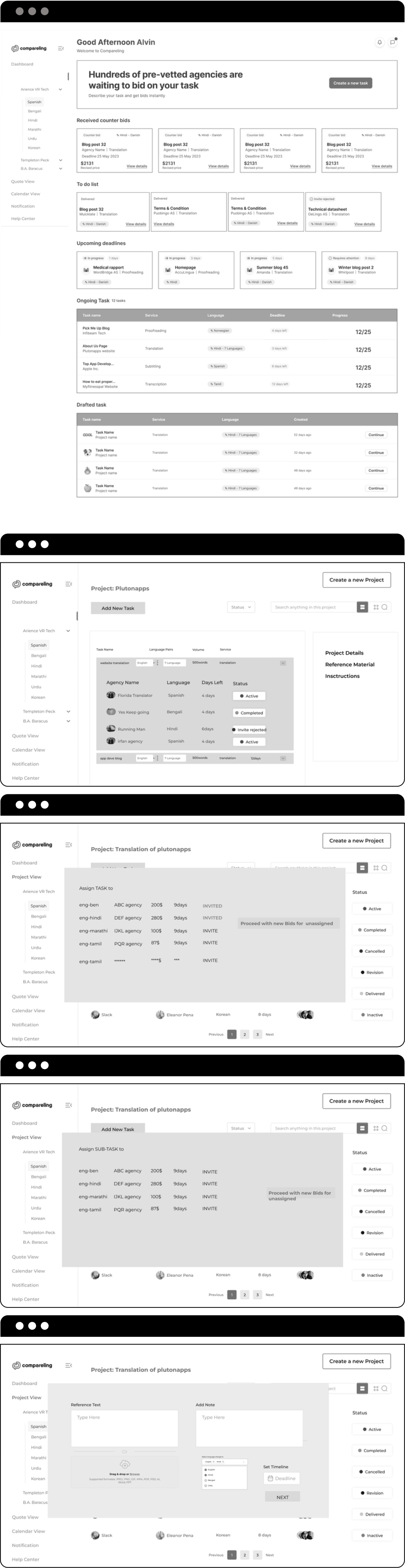 UI screens — onboarding and dashboard
