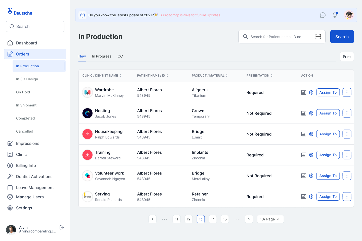 In Production queue